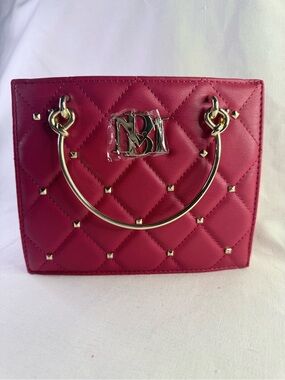 Quilted Red Mini Top, Gold Handle Tote with Gold Accents and crossbody straps